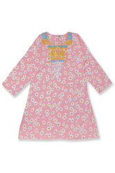 Pink Kurti for girls with flower embroidery